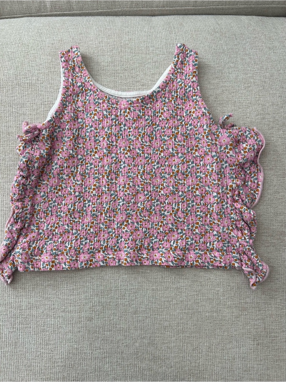 Zara Pink Floral Smocked Ruffle Tank